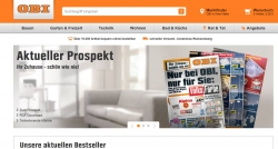 Startseite des OBI Online Shop mit Prospekt